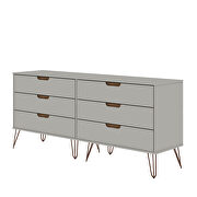 6-drawer double low dresser with metal legs in off white and nature by Manhattan Comfort additional picture 4