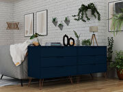 6-drawer double low dresser with metal legs in tatiana midnight blue by Manhattan Comfort additional picture 3