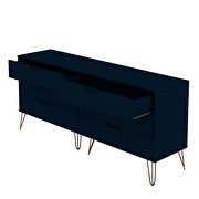 6-drawer double low dresser with metal legs in tatiana midnight blue by Manhattan Comfort additional picture 5