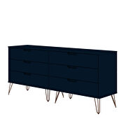 6-drawer double low dresser with metal legs in tatiana midnight blue by Manhattan Comfort additional picture 6