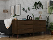 6-drawer double low dresser with metal legs in brown by Manhattan Comfort additional picture 3