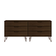 6-drawer double low dresser with metal legs in brown by Manhattan Comfort additional picture 4