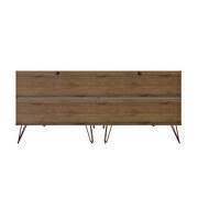 6-drawer double low dresser with metal legs in nature and textured gray by Manhattan Comfort additional picture 4