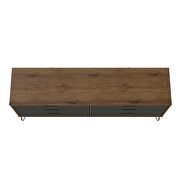 6-drawer double low dresser with metal legs in nature and textured gray by Manhattan Comfort additional picture 5