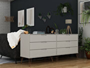 6-drawer double low dresser with metal legs in off white by Manhattan Comfort additional picture 3