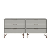6-drawer double low dresser with metal legs in off white by Manhattan Comfort additional picture 4