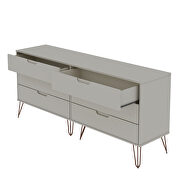 6-drawer double low dresser with metal legs in off white by Manhattan Comfort additional picture 5