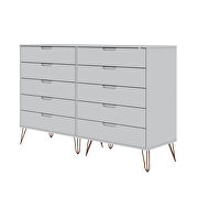 10-drawer double tall dresser with metal legs in white by Manhattan Comfort additional picture 10