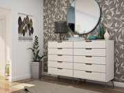 10-drawer double tall dresser with metal legs in off white and nature by Manhattan Comfort additional picture 4