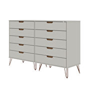 10-drawer double tall dresser with metal legs in off white and nature by Manhattan Comfort additional picture 9
