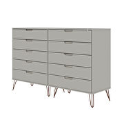 10-drawer double tall dresser with metal legs in off white and nature by Manhattan Comfort additional picture 10