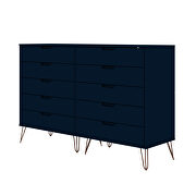 10-drawer double tall dresser with metal legs in tatiana midnight blue by Manhattan Comfort additional picture 10