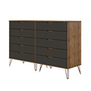 10-drawer double tall dresser with metal legs in nature and textured gray by Manhattan Comfort additional picture 11