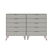 10-drawer double tall dresser with metal legs in off white by Manhattan Comfort additional picture 9