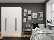 Modern 2-section freestanding wardrobe armoire closet in white additional photo 2 of 9