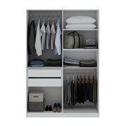 Modern 2-section freestanding wardrobe armoire closet in white by Manhattan Comfort additional picture 4