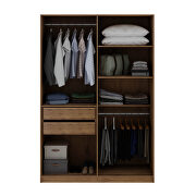 Modern 2-section freestanding wardrobe armoire closet in nature and textured gray additional photo 3 of 9
