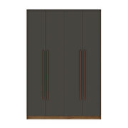 Modern 2-section freestanding wardrobe armoire closet in nature and textured gray by Manhattan Comfort additional picture 10
