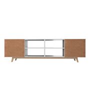 Mid-century - modern 63 TV stand in with 8 shelves white and pine wood by Manhattan Comfort additional picture 8