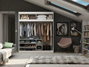Open long hanging wardrobe closet with shoe storage in white by Manhattan Comfort additional picture 2