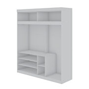 Open long hanging wardrobe closet with shoe storage in white by Manhattan Comfort additional picture 9