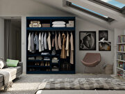 Open long hanging wardrobe closet with shoe storage in tatiana midnight blue additional photo 2 of 8