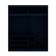 Open long hanging wardrobe closet with shoe storage in tatiana midnight blue by Manhattan Comfort additional picture 8