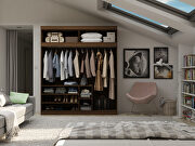 Open long hanging wardrobe closet with shoe storage in brown by Manhattan Comfort additional picture 2