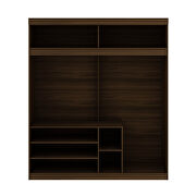 Open long hanging wardrobe closet with shoe storage in brown additional photo 3 of 8