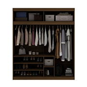 Open long hanging wardrobe closet with shoe storage in brown by Manhattan Comfort additional picture 4