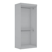 Open double hanging modern wardrobe closet with 2 hanging rods in white by Manhattan Comfort additional picture 11