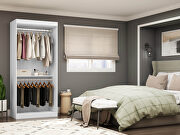 Open double hanging modern wardrobe closet with 2 hanging rods in white by Manhattan Comfort additional picture 3