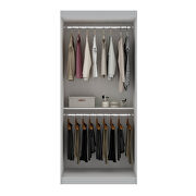 Open double hanging modern wardrobe closet with 2 hanging rods in white by Manhattan Comfort additional picture 4