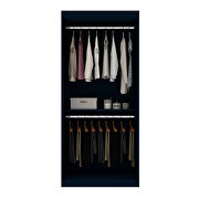 Open double hanging modern wardrobe closet with 2 hanging rods in tatiana midnight blue by Manhattan Comfort additional picture 6
