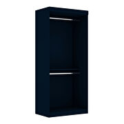 Open double hanging modern wardrobe closet with 2 hanging rods in tatiana midnight blue by Manhattan Comfort additional picture 7