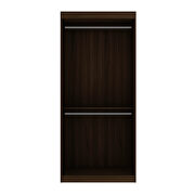 Open double hanging modern wardrobe closet with 2 hanging rods in brown additional photo 3 of 10