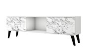 62.20 mid-century modern TV stand in white and marble stamp by Manhattan Comfort additional picture 9