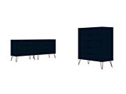 5-drawer and 6-drawer tatiana midnight blue dresser set by Manhattan Comfort additional picture 2