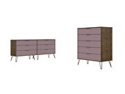 5-drawer and 6-drawer nature and rose pink dresser set by Manhattan Comfort additional picture 4