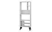 Tall bookcase with 8 shelves in white with black feet by Manhattan Comfort additional picture 8