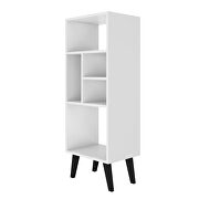 Mid-high bookcase with 5 shelves in white with black feet by Manhattan Comfort additional picture 3