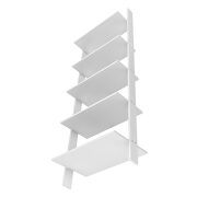 5-shelf  floating ladder bookcase in white by Manhattan Comfort additional picture 6