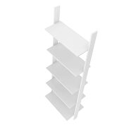 5-shelf  floating ladder bookcase in white by Manhattan Comfort additional picture 7