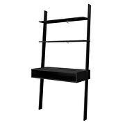 Ladder desk with 2 floating shelves in black by Manhattan Comfort additional picture 3