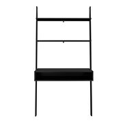 Ladder desk with 2 floating shelves in black by Manhattan Comfort additional picture 4