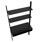 Ladder desk with 2 floating shelves in black by Manhattan Comfort additional picture 6