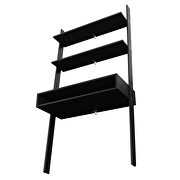 Ladder desk with 2 floating shelves in black by Manhattan Comfort additional picture 7