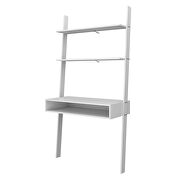 Ladder desk with 2 floating shelves in white by Manhattan Comfort additional picture 3