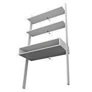 Ladder desk with 2 floating shelves in white by Manhattan Comfort additional picture 5
