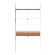 Ladder desk with 2 floating shelves in white by Manhattan Comfort additional picture 7